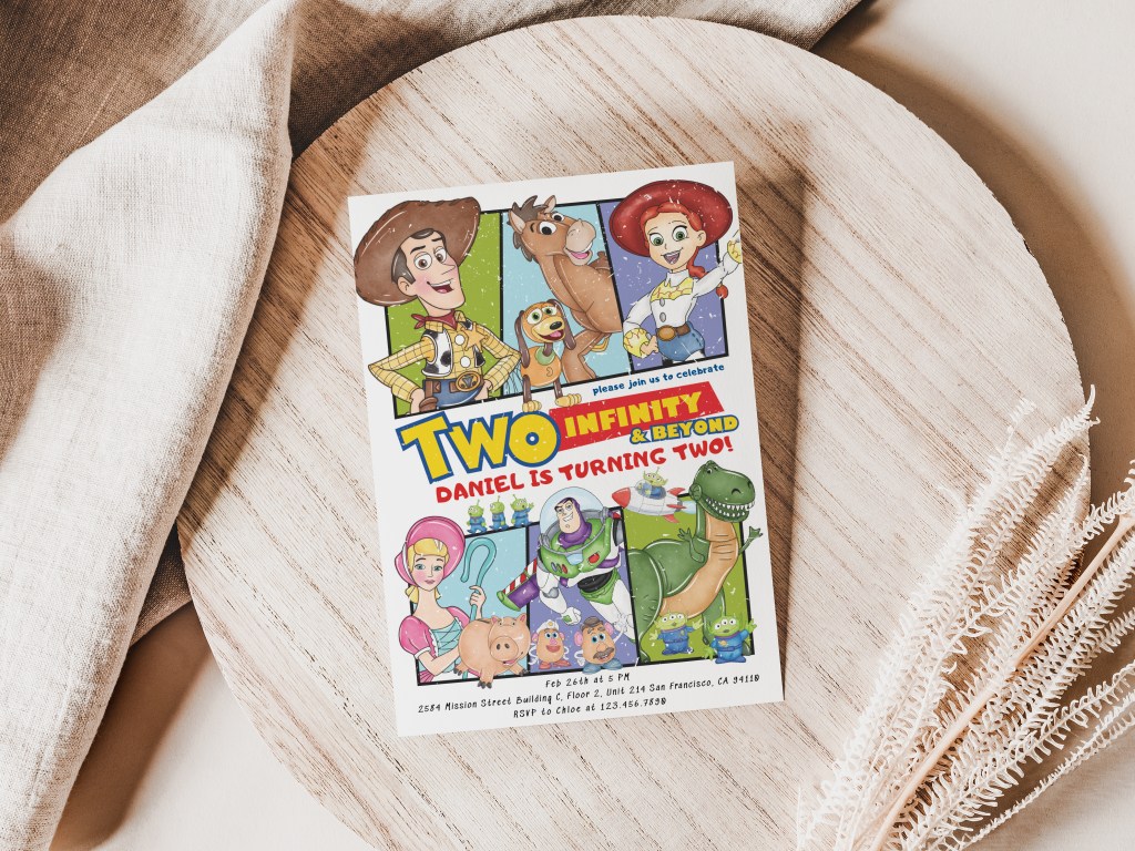 toy story two infinity and beyond birthday invitation