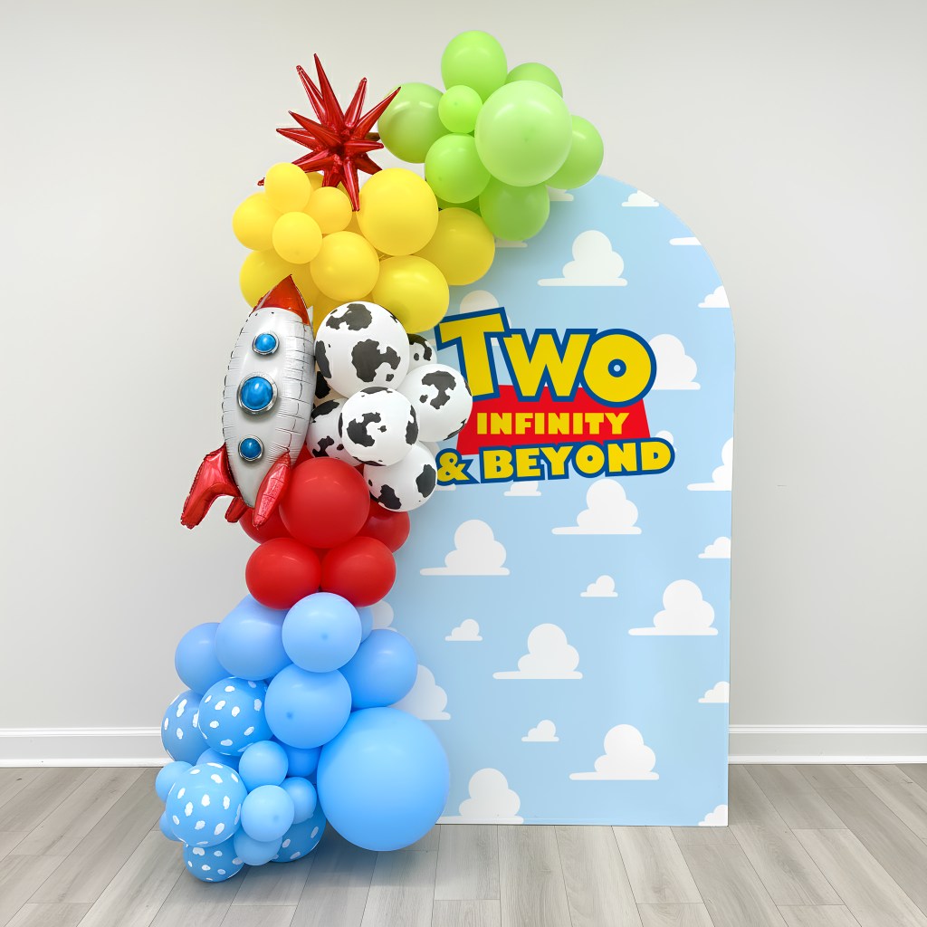 Two Infinity and Beyond Toy Story Birthday Arch Backdrop Party Decoration